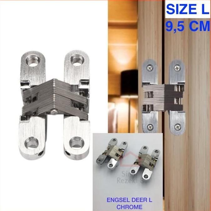 PROMO Engsel Deer L Tanam Meja Lipat 95 mm STAINLESS / Besar Invisible Hinge