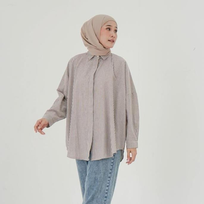 Bisakok- Velmo.Id Yuki Shirt Katun - Atasan Wanita Oversize - Baju Wanita Allsize Fit To Xl - Materi