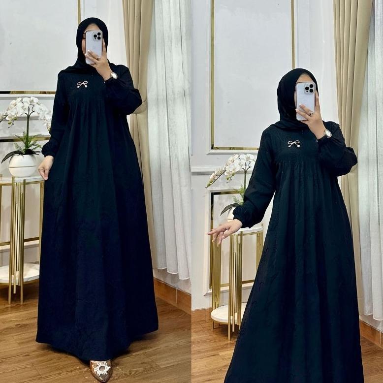 NEW DEALS Nura CollectionOfficial - Katpol Zakira - Katun Polo Bordir - Baju Gamis Wanita Model Terb