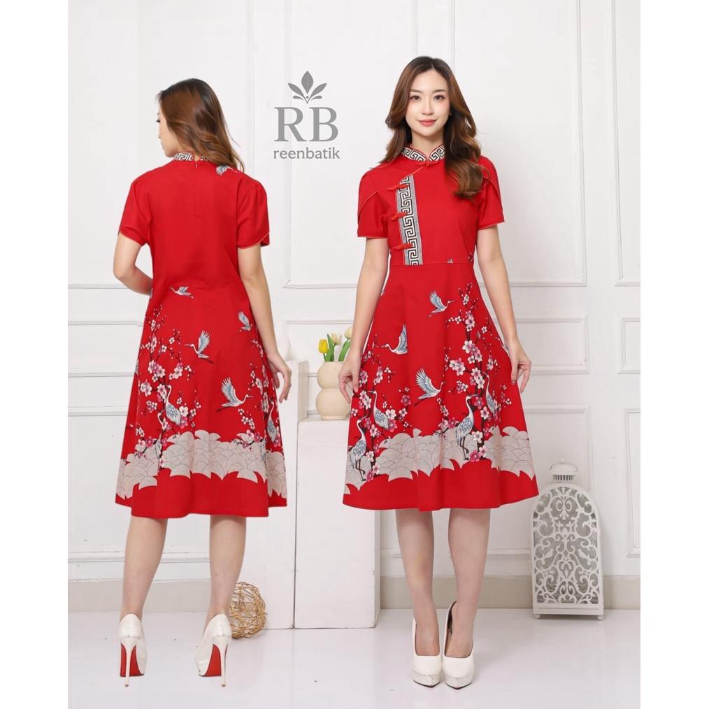 Batik Couple Edisi Imlek /Dress Batik Brokat / Dress Imlek / Cheongsam / Series RuXia#