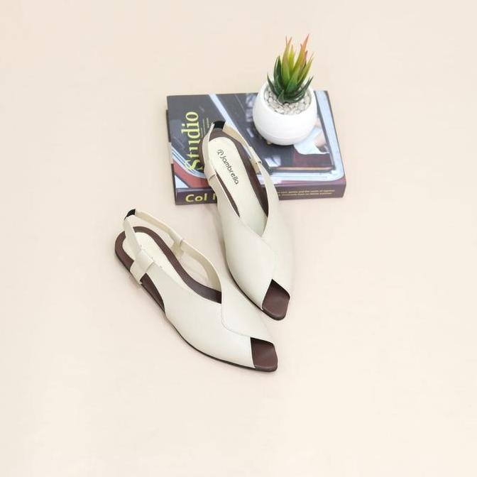 [CUCI GUDANG] / sandal talincang wanita Jambrella MIYEON Cream sandal wanita