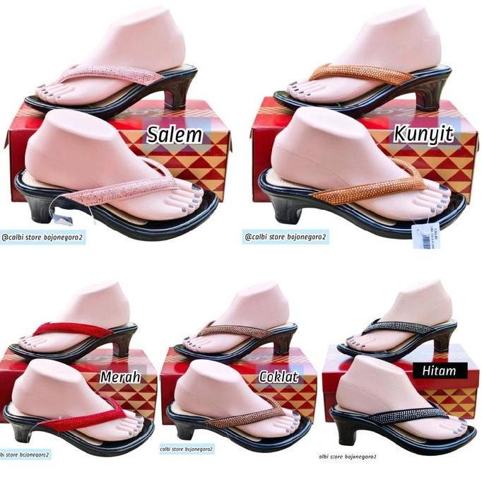 [CUCI GUDANG] / (( ORIGINAL )) Sandal Calbi Berhias Permata Model Jepit Cantik & Glamour Anti Selip 