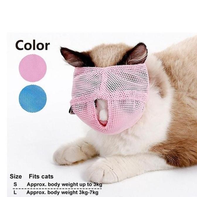Saless Muzzle Anti Gigit Bahan Mesh Breathable Untuk Kucing