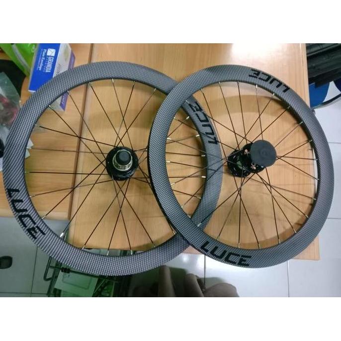 Wheelset Sepeda Lipat LUCE 20 451 Jangkrik Discbrake Carbon Look