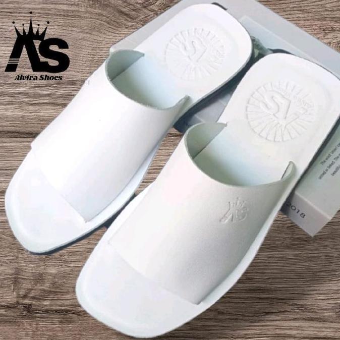 DS384 - sandal pria kulit asli, sandal slop pria kulit asli, sendal kokop pria, sandal kulit trendy 