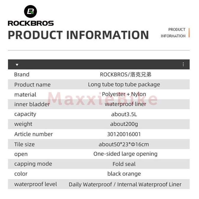 ROCKBROS 060 Tas Frame Sepeda Bike Bag Tube Touring Waterproof