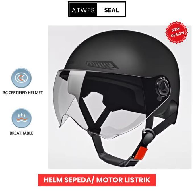Helm Sepeda Listrik Motor Elektrik Skuter Retro Vintage Pria Wanita Dewasa All Size ABS EPS Visor