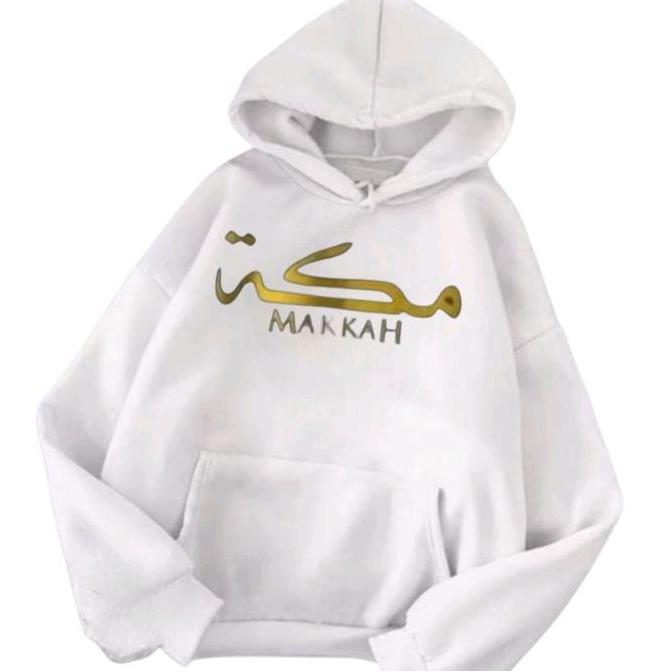 DF140 - hodie souvenir jaket oleh oleh mekkah tulisan arab saudi arabia Putih Pria Wanita Sweater Te