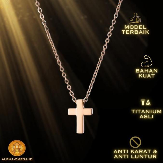 DE34 >> Kalung Salib Wanita Simple Kecil Minimalis | Kalung Salib Titanium