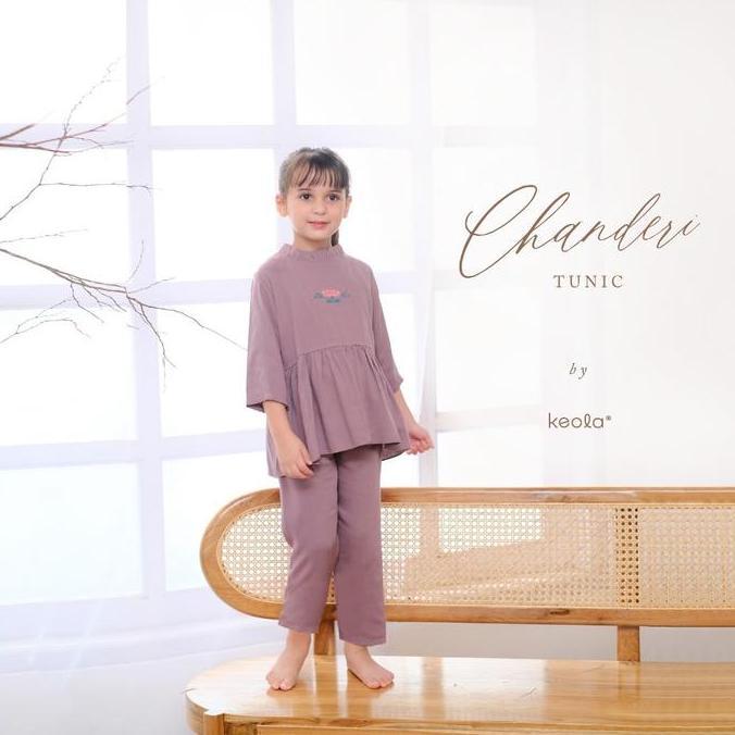 Kirimya- Keola - (Size 6 - 10Tahun) Keola Setelan Anak Perempuan Chanderi Tunik Set Dress Gamis / Ba