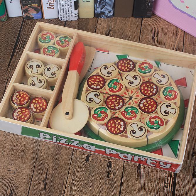 Melissa Doug Wooden Pizza Mainan Edukasi Masak Masakan Kayu Potong