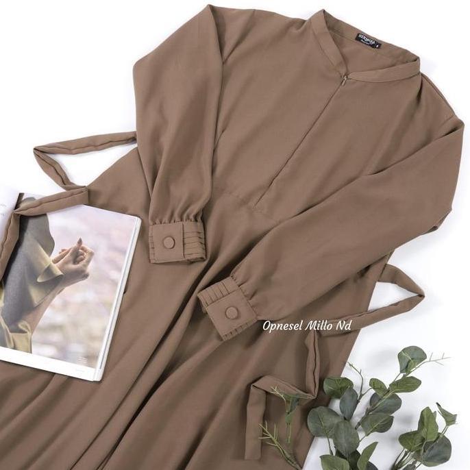 [Gamis Hermosa] Gamis polos Milo coklat susu mocca premium-GAMIS HERMOSA POLOS/GAMIS WOLLYcrepeGAMIS