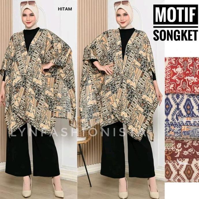 OUTER WANITA MUSLIM JUMBO CARDIGAN KALONG MOTIF BATIK BUNGA RAYON ADEM/8866 terlaris