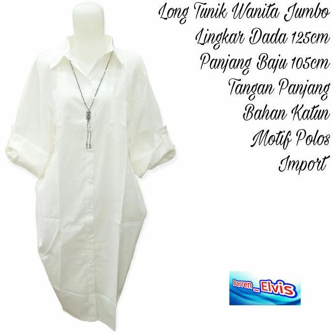 Long Tunik Wanita Jumbo Putih Polos terlaris