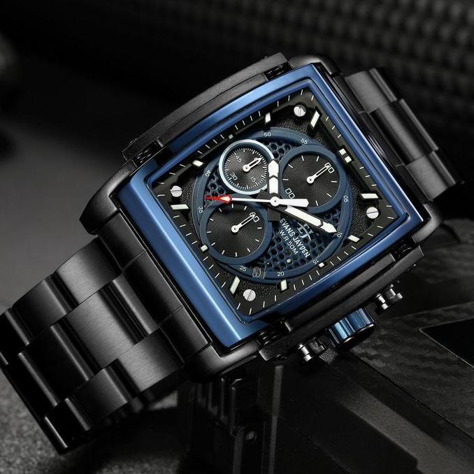 Jam Tangan Pria Evans Jayden 9619 Rantai Stainless Steel Chronograph Kaca Sapphire Water Resistant 5