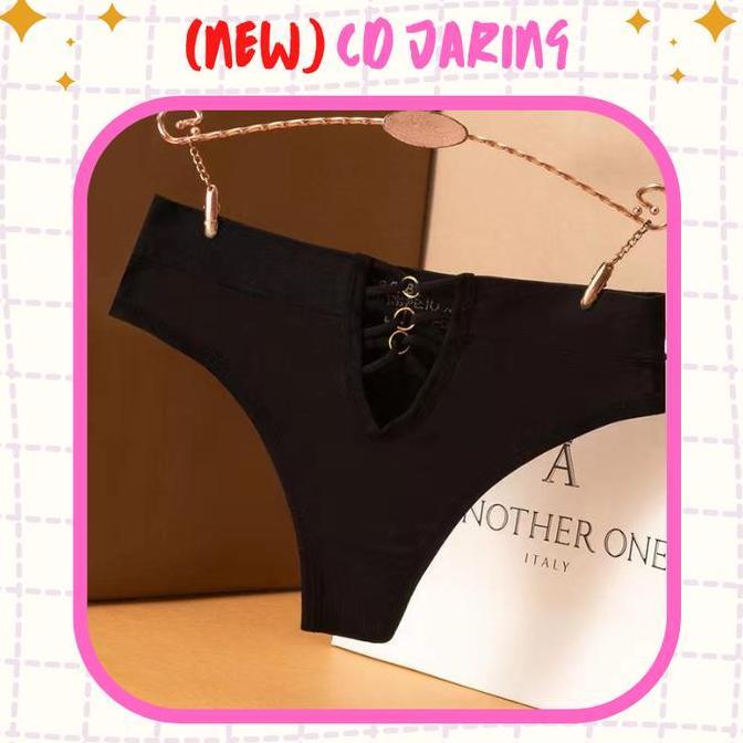 (NEW) VIMISU Celana Dalam Wanita Jaring Katun Motif Pendek Mini Bunga Hitam Pita