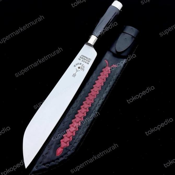 Pisau cap Garpu asli 7 inci Legendaris Handle tanduk Kerbau & Sarung k terlaris