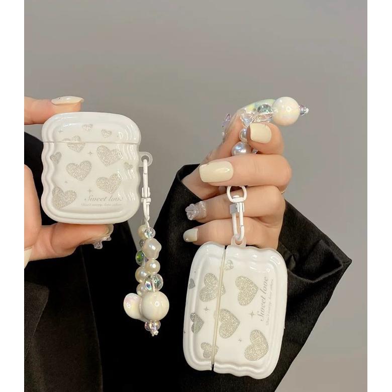 Snow Glitter Heart Softcase for Airpods 1 2 Pro 3 Case Airpods Inpods TWS Diskon