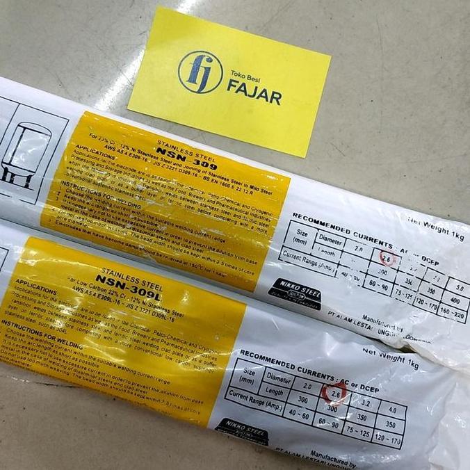 Kawat las stainless steel NSN 309 2,6 mm Nikko steel elektroda listrik