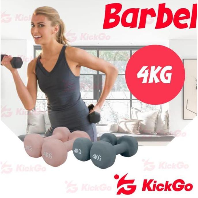 Promo KickGo Dumbbell 4kg Barbel 4 Kg BARBEL Neoprene Barbel 4Kg Barbel Vinyl Anti slip 4kg premium 