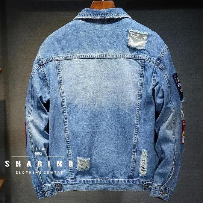 Shagino | Jaket Jeans Terbaru / Jaket Jeans Pria / Jaket Jeans Pria Orinal / Jaket Jeans Pria Sobek 