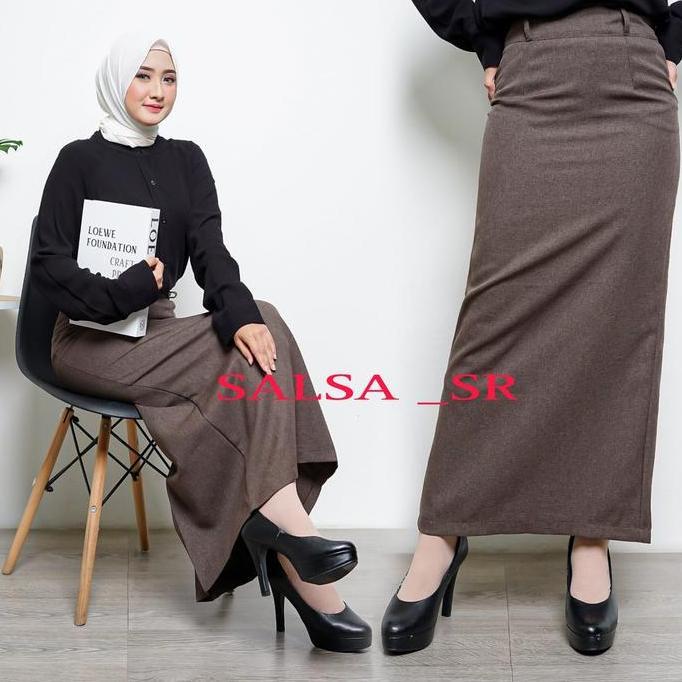 ROK SPAN REMPEL PANJANG / ROK SPAN PANJANG / ROK PANJANG POLOS Hitam Wanita Muslim