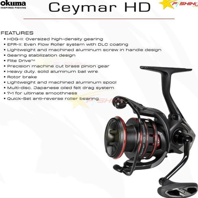 Reel Okuma Ceymar HD High Density Gearing II Oversized Main Gear Spinning Reel Joran Pancing