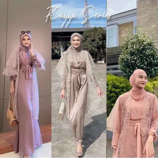RAYYA DRESS + OUTER BRUKAT TILLE PREMIUM DRESS MUSLIM KONDANGAN GAMIS REMAJA MODERN GAMIS WANITA TER