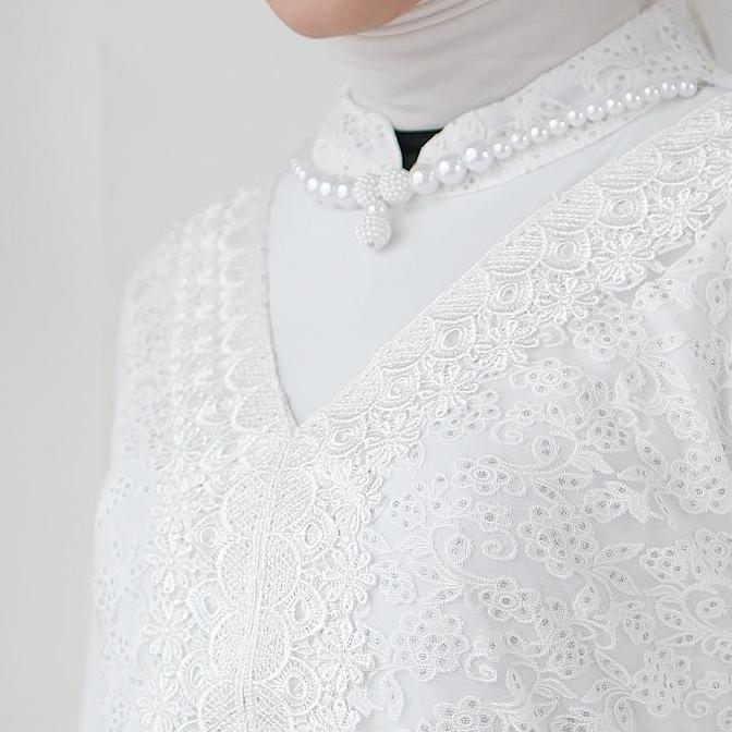 Agnes Hijab - Jihan Dress Gamis Putih Lebaran 2026 Terbaru Gaun Pesta Mewah Simple Elegan Baju Musli