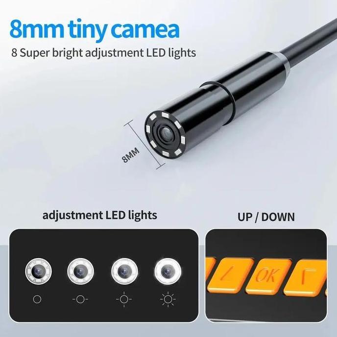 BEBAS ONGKIR - borescope HD industrial inspection endoscope camera rechargeable LCD layar monitor 4.