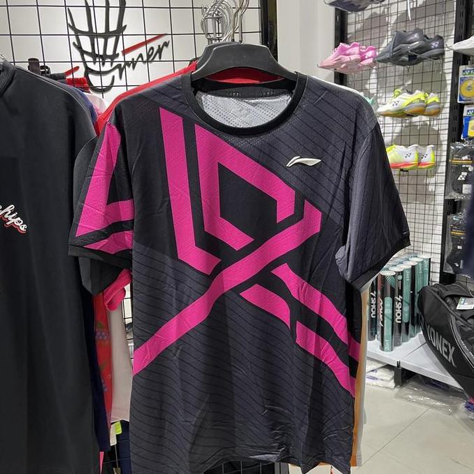 Baju Badminton Lining Jonatan Christie JC Jersey ATSSD89 Gray Pink