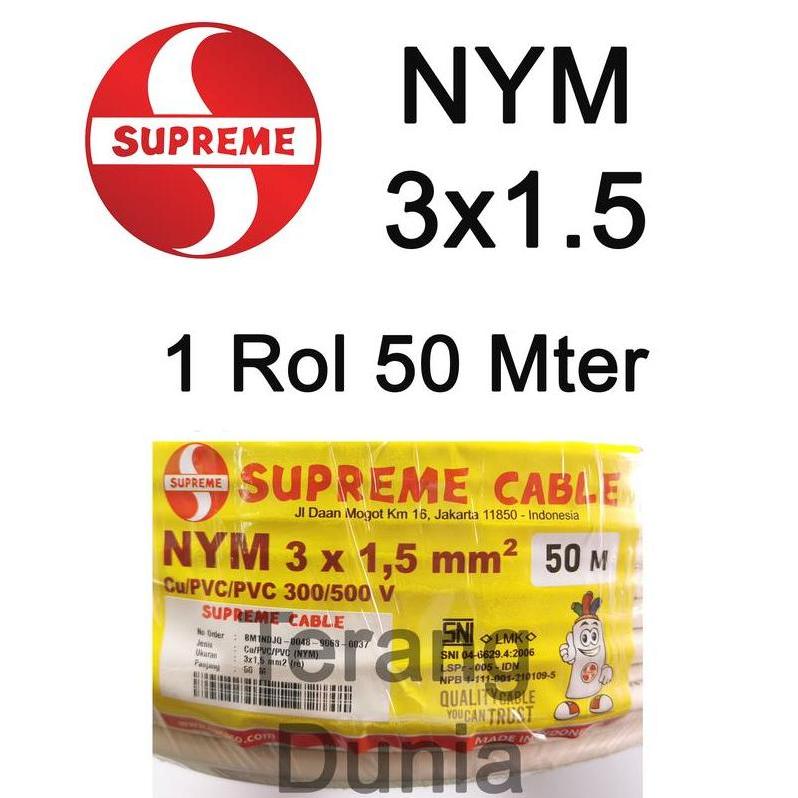Kabel Supreme Nym 3X1.5 Kabel Nym 3X1.5 Supreme Kabel Tunggal 3X1.5 Supreme New Stok