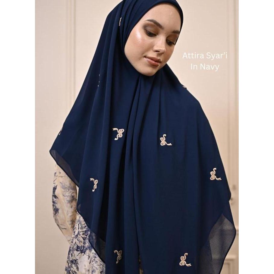 NAIA - ATTIRA SYAR'I - SCARF HIJAB JILBAB MOTIF BORDIR KERUDUNG SYAR'I WANITA