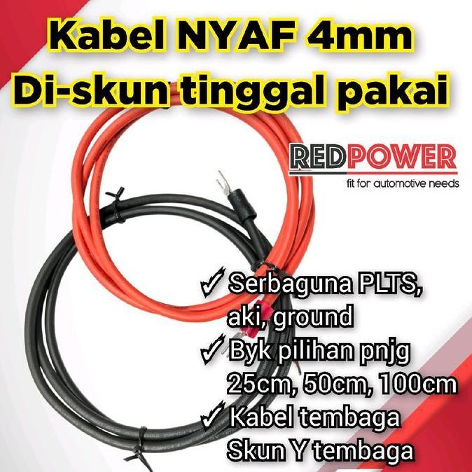 MEIDANO Kabel NYAF 4mm di skun tinggal pakai panjang 25cm 50cm 100cm custom Redpower serbaguna plts 