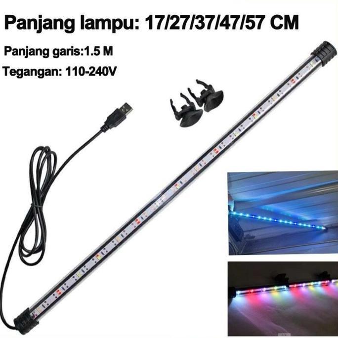 FERNOREN Lampu Aquarium Lampu LED Celup Aquarium Lampu Penerangan Akuarium Lampu Tahan Air USB Tegan
