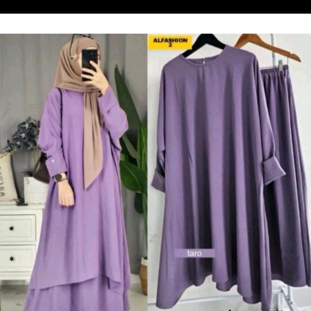 NEW PRODUCT PROMO one set Rok tunik satu set tunik dan rok polos wanita terbaru abaya tunik baju mus