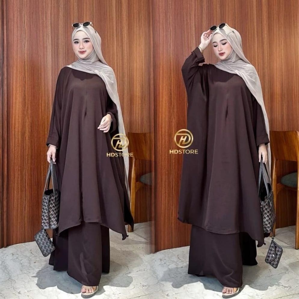CUCI GUDANG PROMO one set Rok tunik satu set tunik dan rok polos wanita terbaru abaya tunik baju mus