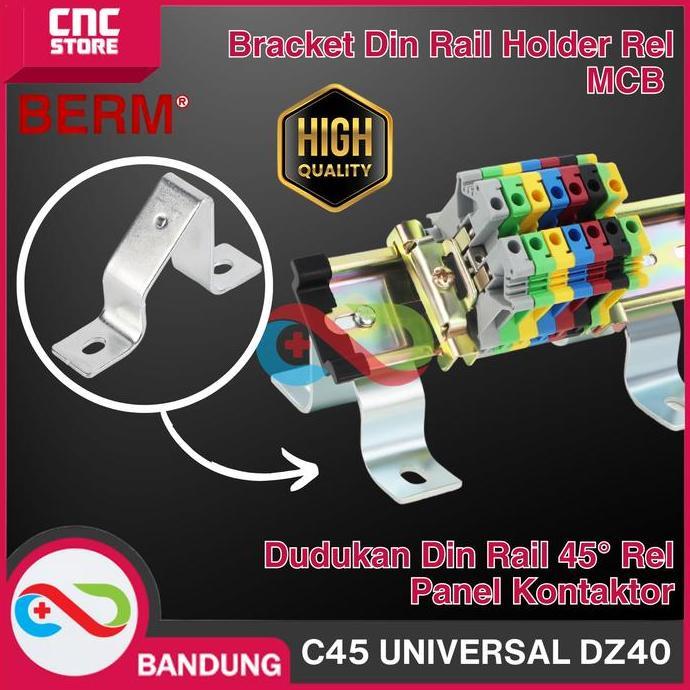 MYMO Bracket Din Rail Holder Rel MCB Dudukan Din Rail 45 Derajat Rel Panel Kontaktor C45 UNIVERSAL D