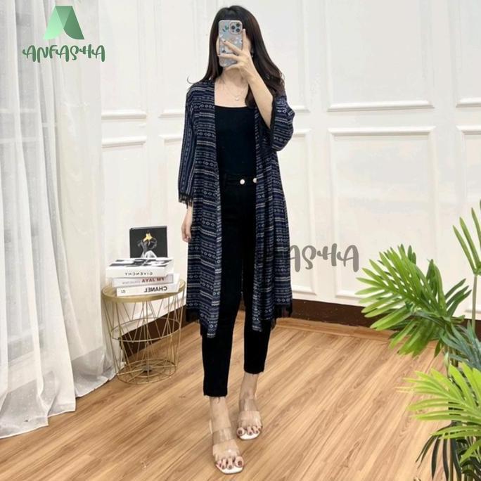 CARDIGAN KIMONO RUMBAI PANJANG / Cardigan wanita bahan katun Rayon ORY BY TOKO ANFASHA