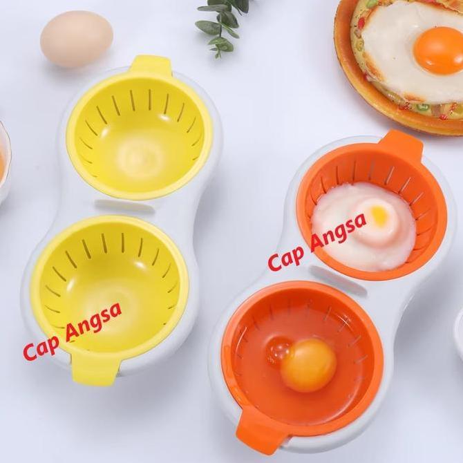 [CAP ANGSA] ALAT KUKUS TELUR MICROWAVE | Egg Poacher 2 Telur Sekaligus | Cetakan Telur Rebus/Kukus/P