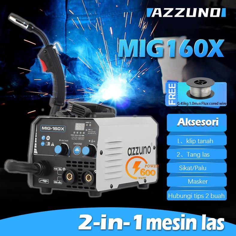 [NEW] AZZUNO Mesin las mma/mig tanpa gas 2 in 1 mesin las listrik inverter welding machine mesin las