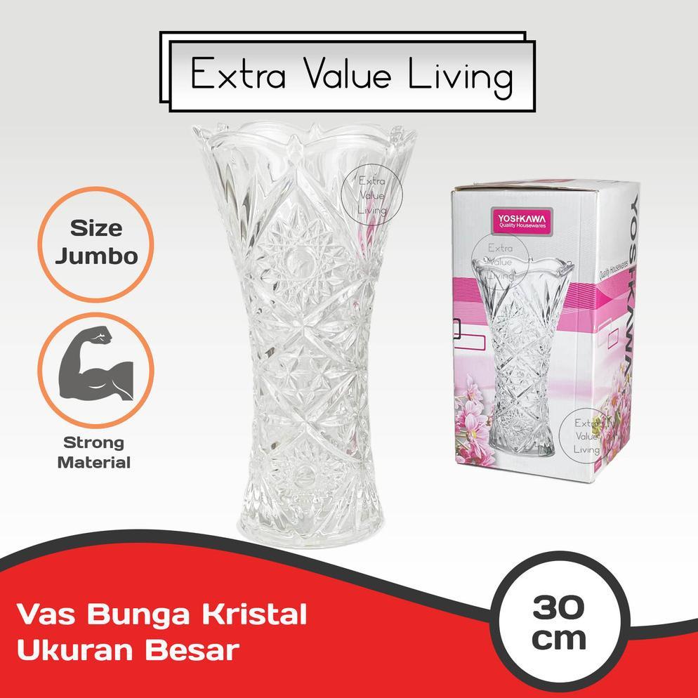 Vas Kristal Vas Bunga Kaca Kristal 30 CM Bohemian Vas Kristal Estetik Clear Bening