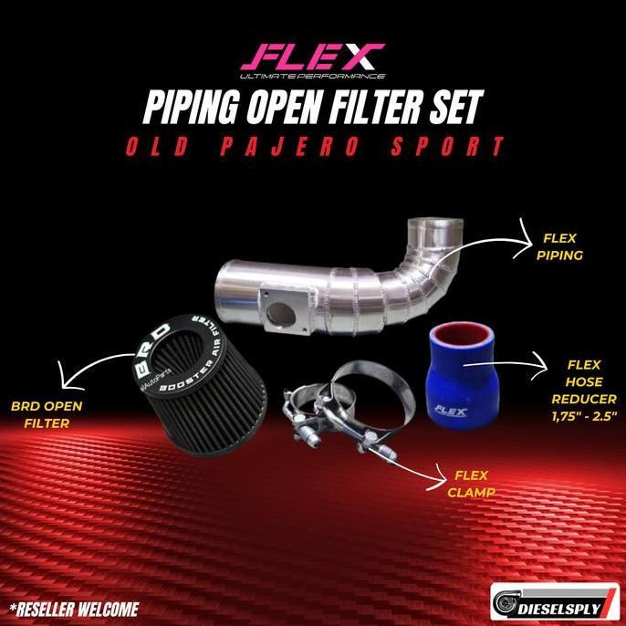 Promo Flex Piping Open Filter Set Old Pajero Sport + BRD Open Filter Diskon