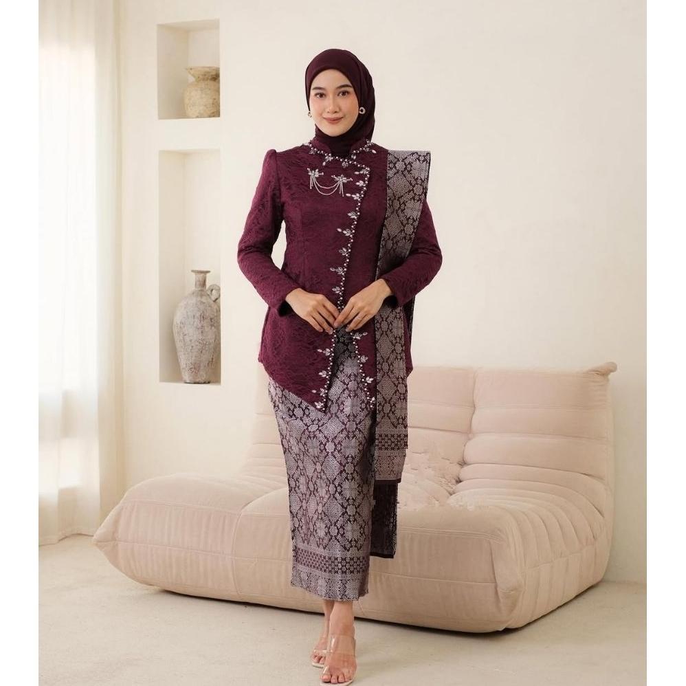 READY STOCK VIONA BATIK - KEBAYA COUPLE TERMURAH KEBAYA JANGGAN PASANGAN COUPLE MAHOGANY WISUDA TUNA