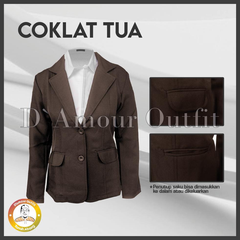 DISKON JAS BLAZER WANITA HITAM PUTIH FORMAL JAS KERJA KANTOR CEWE POLOS DEWASA ANAK JAKET BLEZER CEW