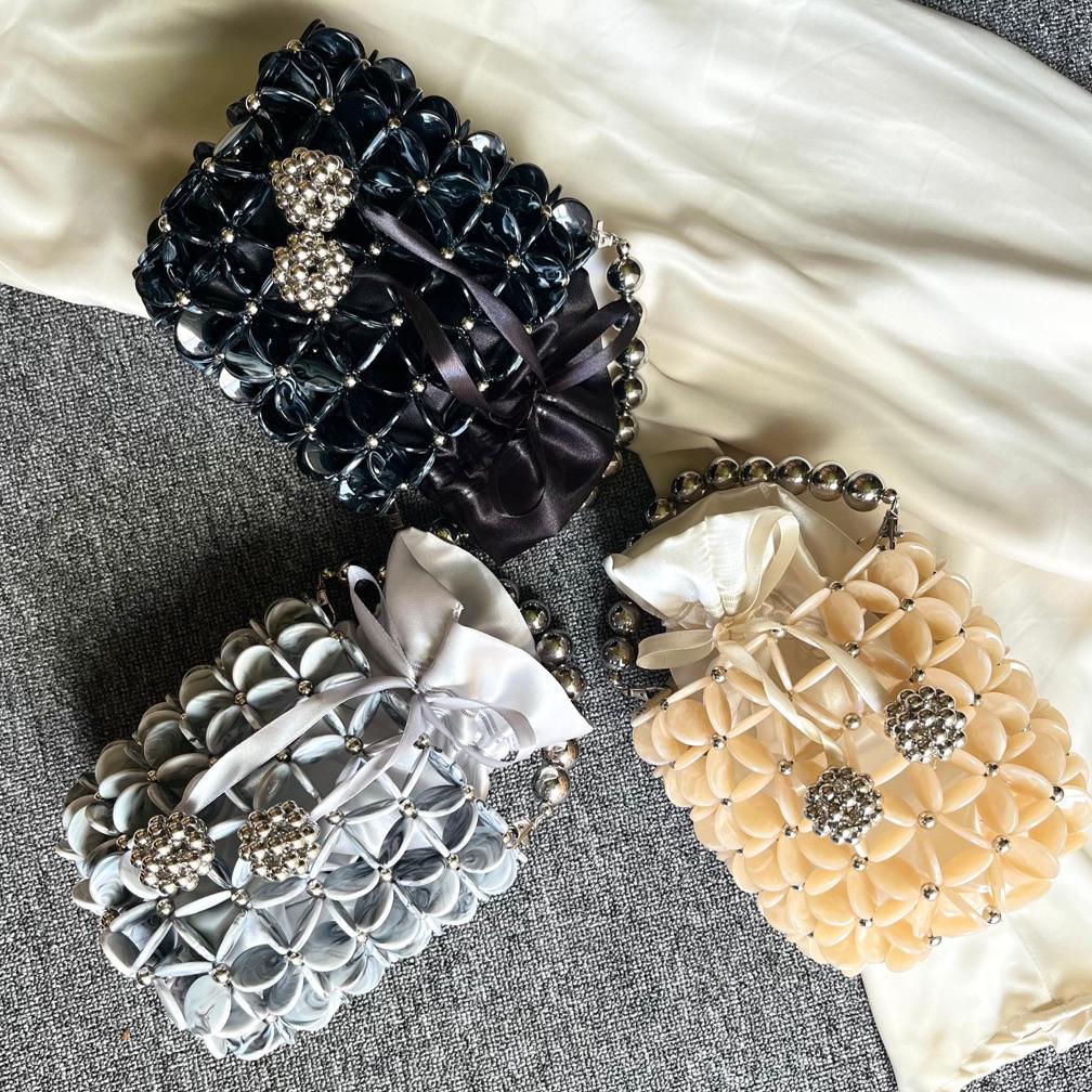 BIG PROMO BEADED BAG BUCKET WARNA SILVER BERBAGAI UKURAN