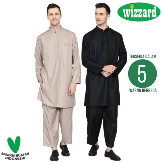 Setelan Baju Celana Koko Gamis Muslim Pria Cowok Kemko Kurta Lengan Panjang Polos Kekinian Premium