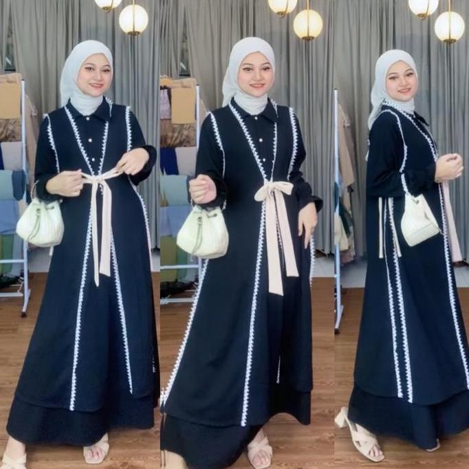 Joley Cloth - Almaira 2In1 Dress + Outer Baju Lepas Pasang Nyaman  Gamis Kekinian Outfit Elegant Gam