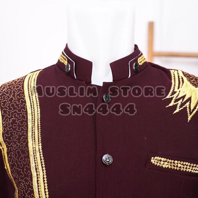 JASKO BORDIR SORBAN - JASKO PRIA DEWASA Muslim Baju Koko Panjang Hitam Tebal Motif Hh Kancing Varias