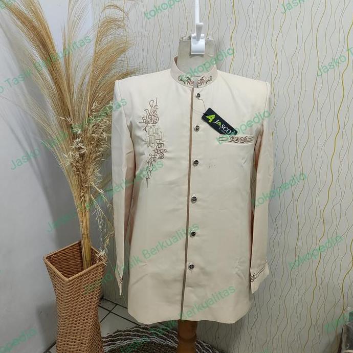 Jas Koko hijau botol motif MW jasko busana muslim pria by jasco